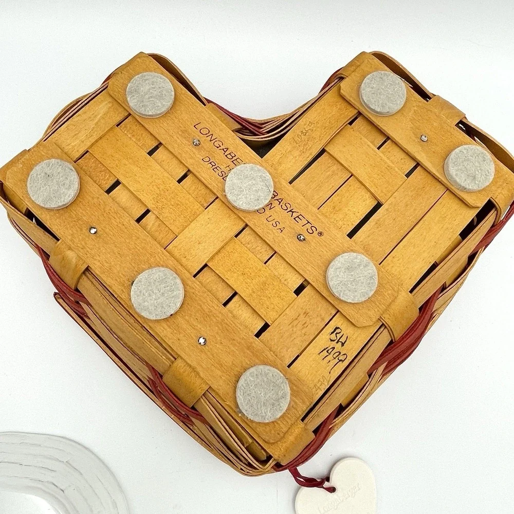 Vintage 1999 Longaberger Love Letters Sweetheart Basket Liner Protector Tie On